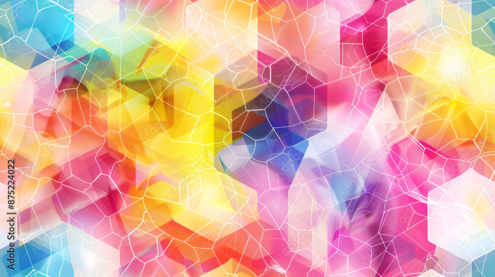Poster vibrant hexagonal network pattern created by an abstract background