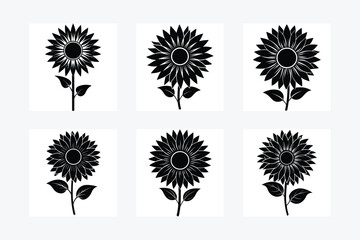 Fototapeta premium Sunflower Silhouette Vector Illustrations Creative Design