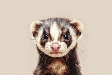 Adorable Ferret Eating with Playful Expression - Ideal for Posters, Cards, and Digital Designs