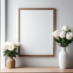 Silver frame on white furniture, luxury home decor and design for mockup, poster print and printable art, online shop showcase.