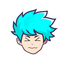 head boy with blue hair avatar cartoon