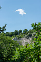 detail view of Scarborough Bluffs, or The Bluffs, a geological feature (escarpment) on Toronto's...