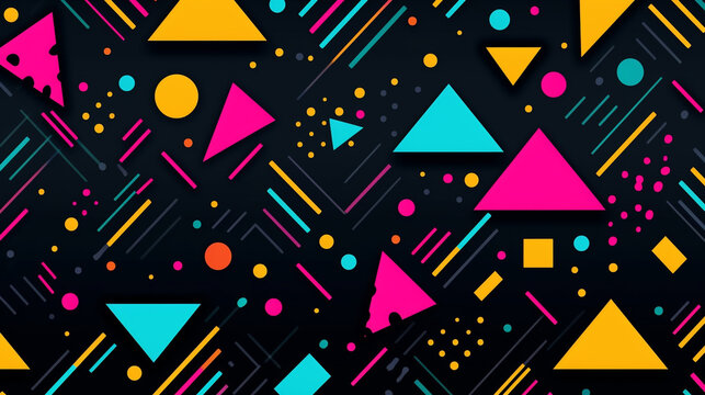 Background in the style of the 80s with multicolored