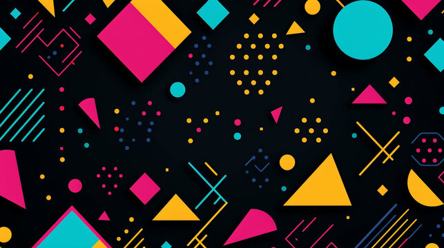 Background in the style of the 80s with multicolored