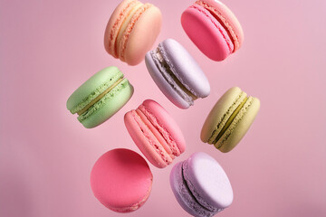 躍動感あるカラフルなマカロンのイメージ