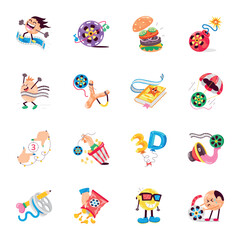 WebHandy Set of Cinema and Refreshment Flat Stickers 

