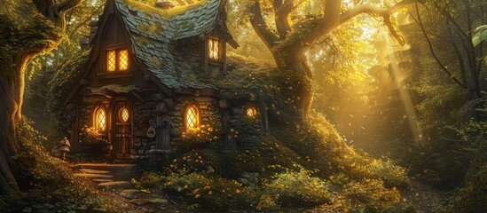 Fototapeta premium Enchanted Cottage in the Forest