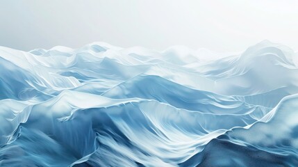 A chilling abstract background with floating waves in icy blue and stark white, capturing the essence of a frozen landscape or glacier movements.