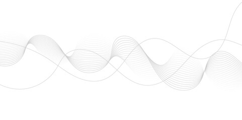 Gray  wave curve lines abstract background with flowing particles. Digital energy waves technology concept. Modern backdrop design for business, presentation, banner.