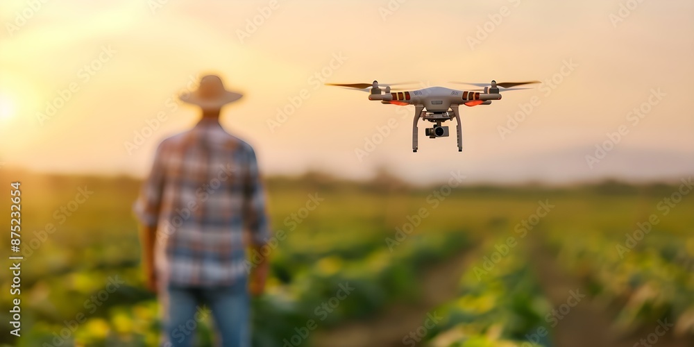 Aufkleber utilizing drones for ai automation in agricultural farming for enhanced efficiency. concept drones, 