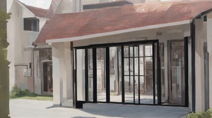 ガラス扉のエントランス