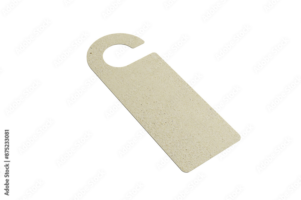 Poster a beige door hanger mockup with a clean design isolated on a white background, blank space for brand