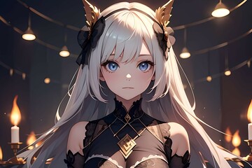 Elegant Anime Girl with Blonde Hair and Blue Eyes