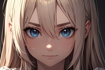 Anime Girl with Blonde Hair and Blue Eyes