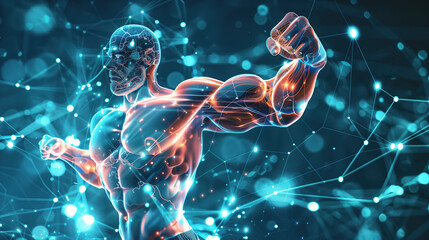 L-Glutamine Benefits: Holographic Visualization of Muscle Strength and Recovery Support