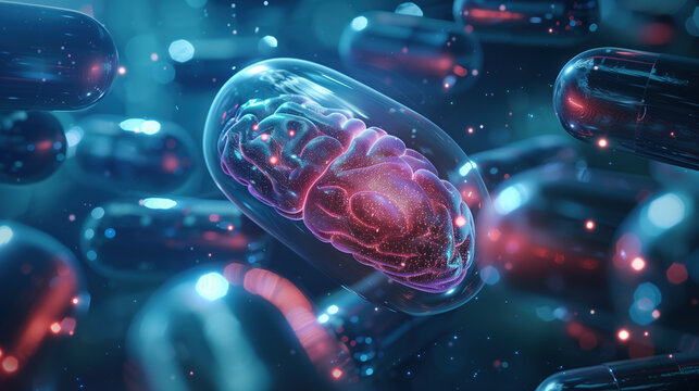 Pterostilbene Benefits for Brain Health Visualization, Sharp Mind, Enhanced Memory - Healthy Living Concept