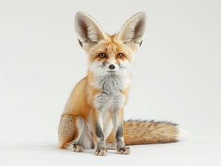 Obraz premium a Fennec Fox sitting alertly on a pure white background