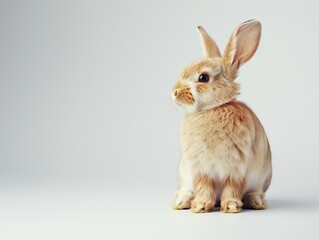 Obraz premium a Flemish Giant rabbit, sitting in an upright pose, on a pure white background