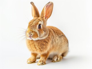 Fototapeta premium a Flemish Giant rabbit, sitting in an upright pose, on a pure white background