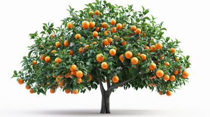 Orange tree on a white background 