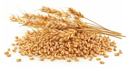 Millets clipart, grain element, hyperrealistic style, beige, isolated on white background