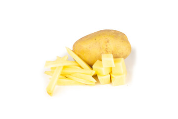 potato isolated on white background slice cube fresh