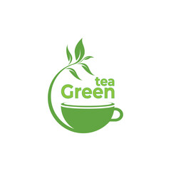 Natural green tea cup for logo design vector