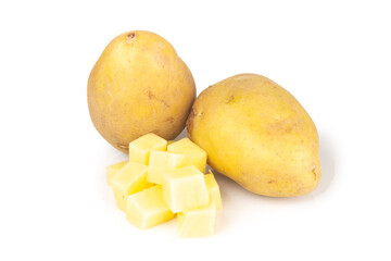 potato isolated on white background slice cube fresh