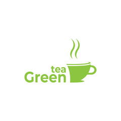 Natural green tea cup for logo design vector