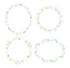 ornamental frames with sailboat and sun. set of design elements.  summer vacations.