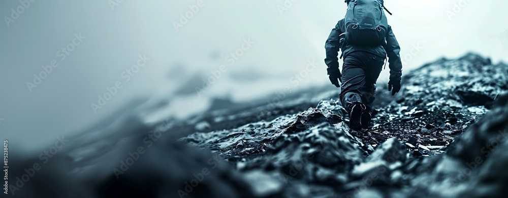 Poster an image of a determined individual pushing through adversity, representing the message of not stopp