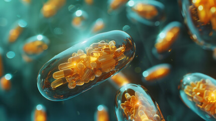 Omega-3 Fish Oil Hologram Enhancing Brain Health and Cognitive Function, Clear Mind Concept for Advertisement