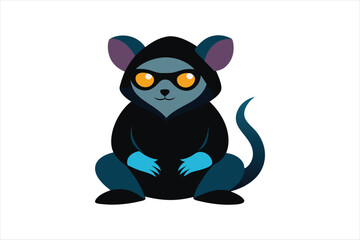  a cool and confident look with a hooded mouse sitting with glasses vector art illustration