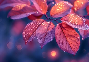 Macro shot of wet leaves.