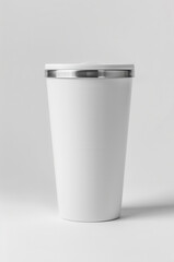 Minimalist white tumbler with a sleek design on a neutral background, perfect for modern and stylish drinkware images.