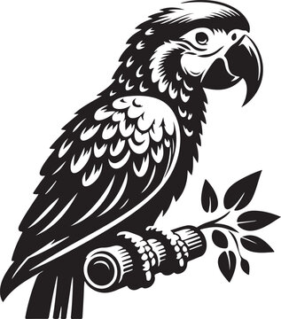 Art & Illustration vector parrot illustration black image