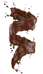 chocolate splash isolated on a white background. Clipping path. 3d render.