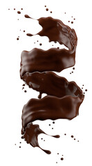 chocolate splash isolated on a white background. Clipping path. 3d render.