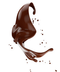 chocolate splash isolated on a white background. Clipping path. 3d render.