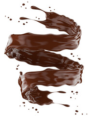chocolate splash isolated on a white background. Clipping path. 3d render.