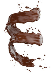 chocolate splash isolated on a white background. Clipping path. 3d render.