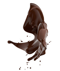 chocolate splash isolated on a white background. Clipping path. 3d render.
