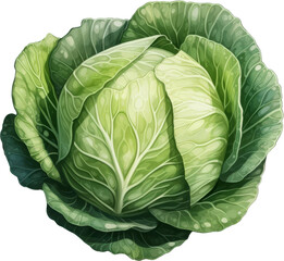 Fototapeta premium A fresh, green head of cabbage isolated on a black background.