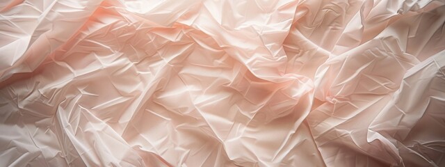 Fototapeta premium Crumpled Paper Texture in Pink - Minimalist Aesthetic, Soft Color Palette, and Detailed Background