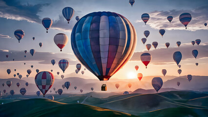 Naklejka premium Crimson Tapestry Sunrise and Soaring Dreams