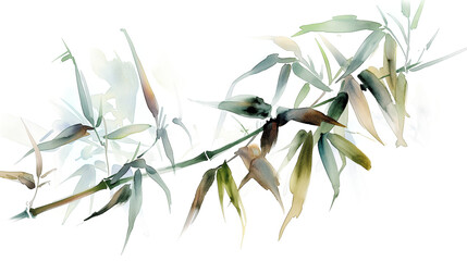 Obraz premium A watercolor painting of bamboo isolated on a transparent background