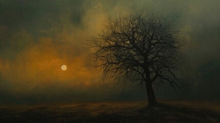 Dark tree at dawn