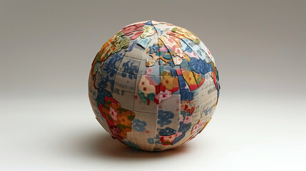 Ultra Realistic Handmade Globe: Textured Paper and Fabric Art