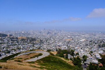 Fototapeta premium high angle of San Francisco city skyline. Cityscape view from Twin Peaks