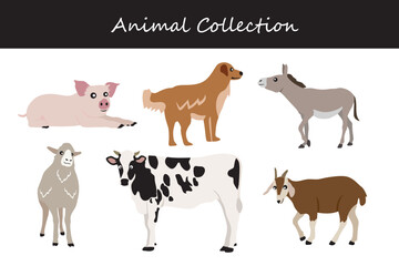 Animals collection. Flat style vector illustration.